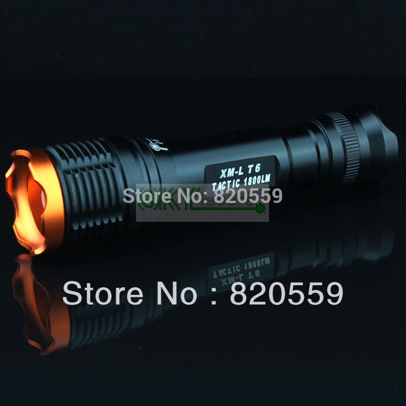 whole cree xm-l t6 1800 lumens 5-mode zoomable led flashlight torch including charger