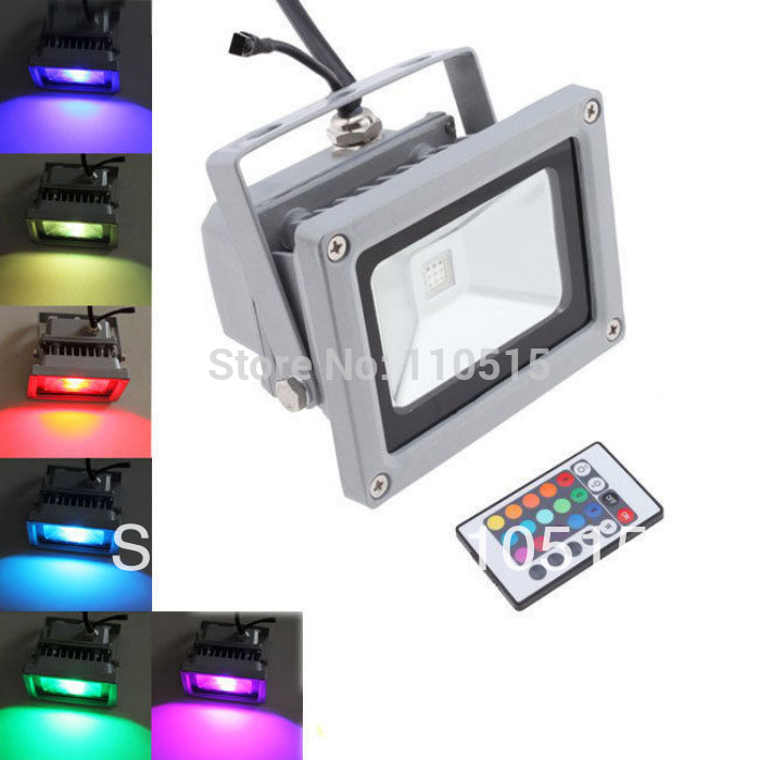 8pcs/lot waterproof remote control 10w rgb led cold/warm white floodlight outdoor decaration lighitng 85-265v