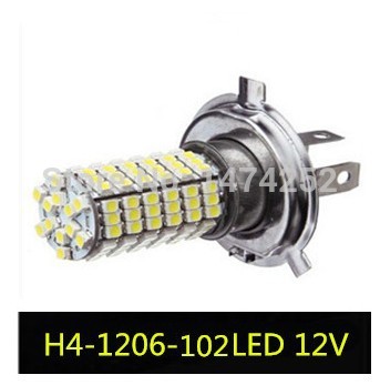 12v dc car lights h4 3528 102 smd leds white light lamp headlight bulb cd00110