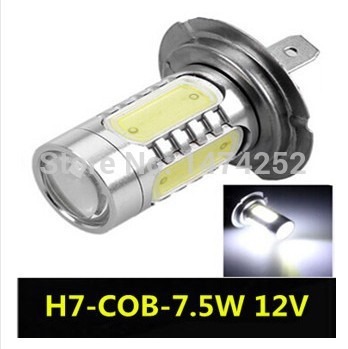 1pcs h7 7.5w super bright car led front headlights high power light fog bulb lights lamp 12v white cd00091/cd00092