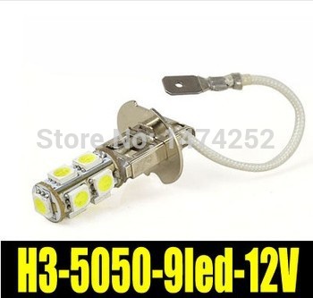 h3 5050 led 9led white fog lights head tail driving car light bulb lamp dc 12v h3 parking car light source cd00273