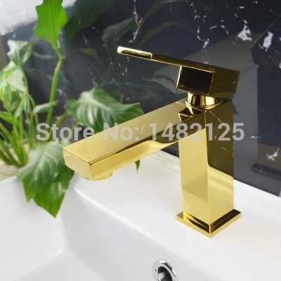 2015 new arrival patent design lead single lever solid brass golden finished bathroom faucet taps mixer