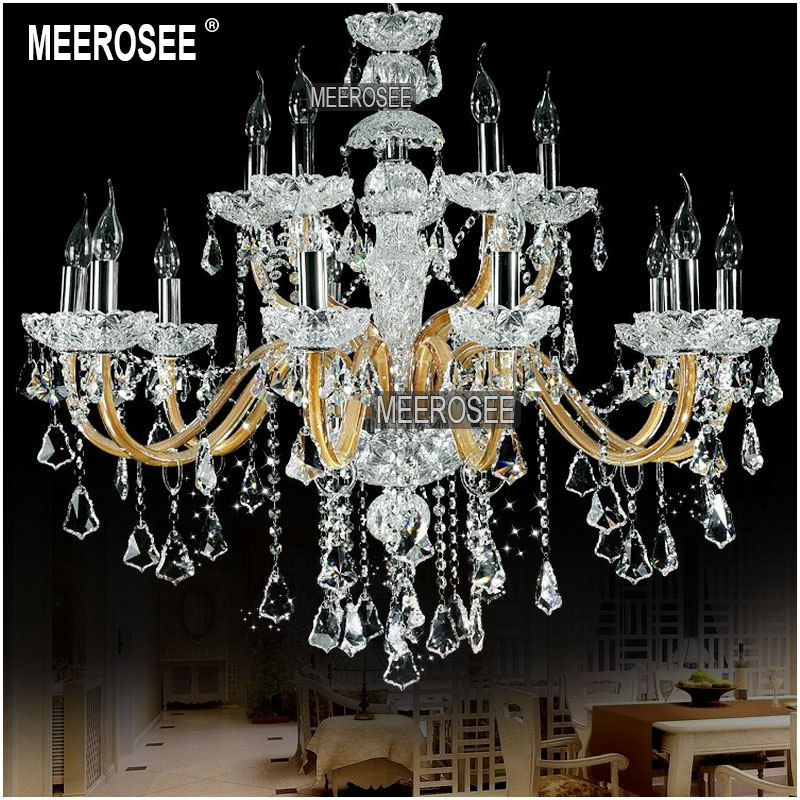 15 lights large crystal chandelier lamp elegant hanging light with beads cristal lusters for foyer, meeting room, bedroom md8533