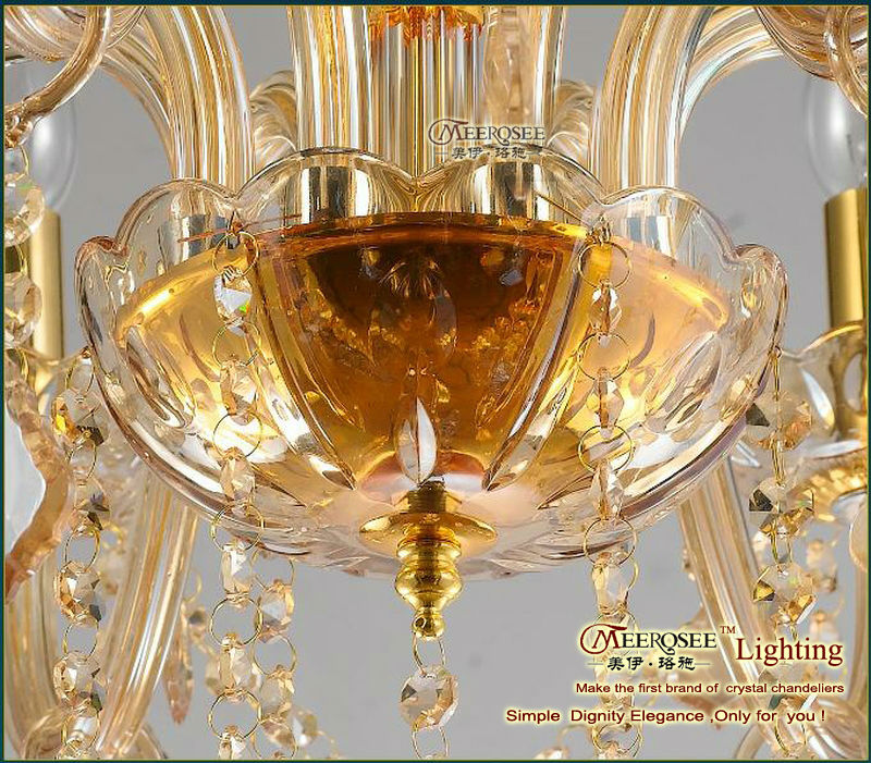 8 lamps home lighting amber crystal candle chandelier vintage lighting fixture for living room cristal lustre mds01