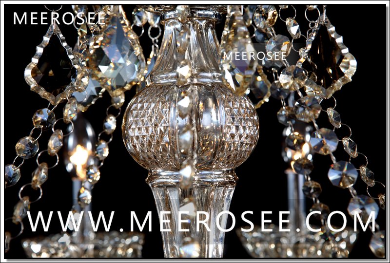 8 lights elegant retro chandelier lighting cognac cristal lustre chandelir glass hanging light for living room md6609