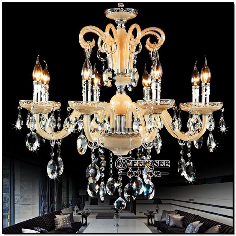 champange 8 lights crystal chandelier lighting glass chandelier luster lamp for living room meeting room lobby md88001 - Click Image to Close