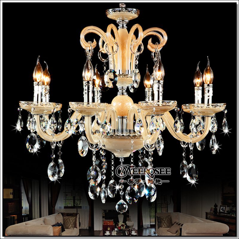 champange 8 lights crystal chandelier lighting glass chandelier luster lamp for living room meeting room lobby md88001 - Click Image to Close