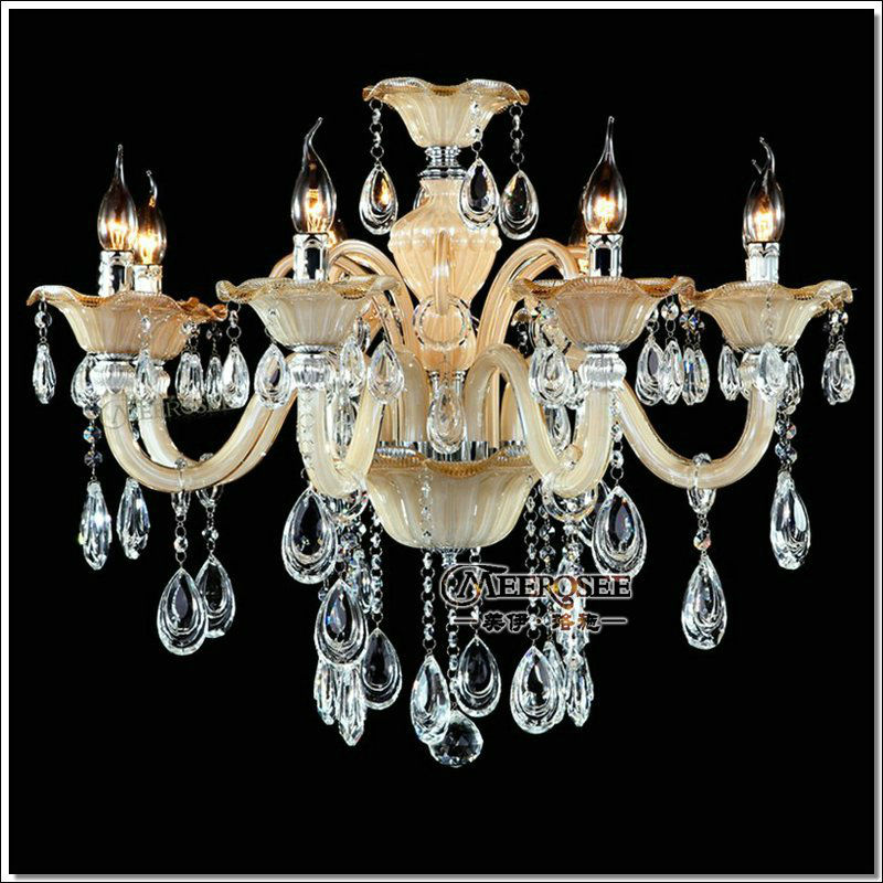 champange glass lustres flower design crystal chandelier lighting with 6 light holders pedant for dining room, lobby md88009 - Click Image to Close