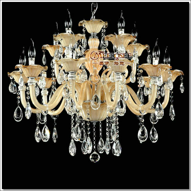 european flower crystal chandelier light lampshades large glass chandelier luster lamp with 15 lights for living room md88009