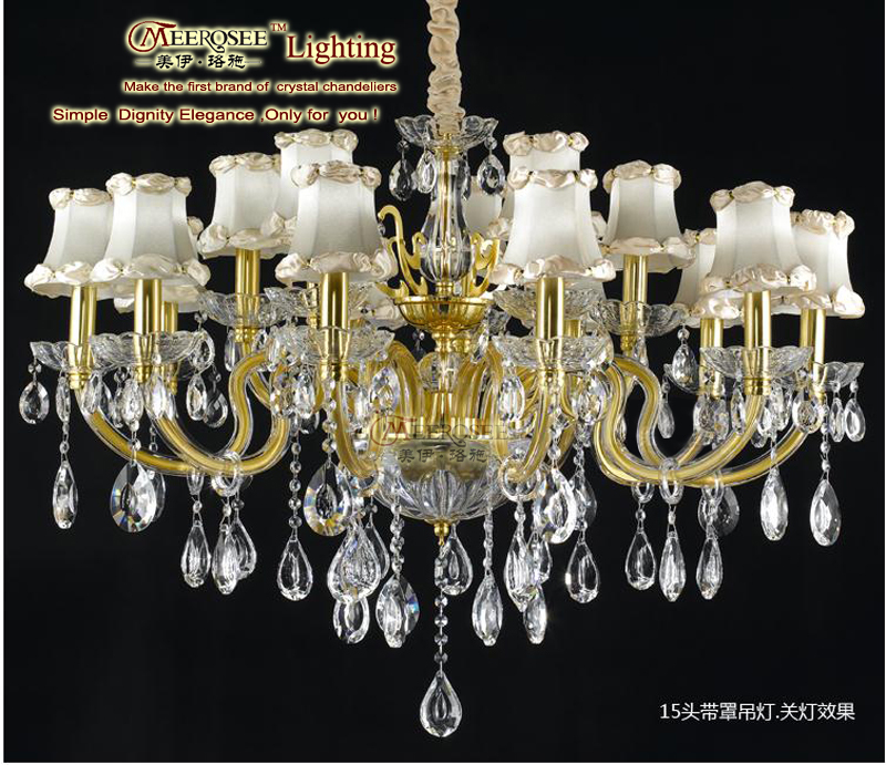 european style massive chandelier light gold chandelir lampshades candle glass chandelier lighting with 18 lamps md9509