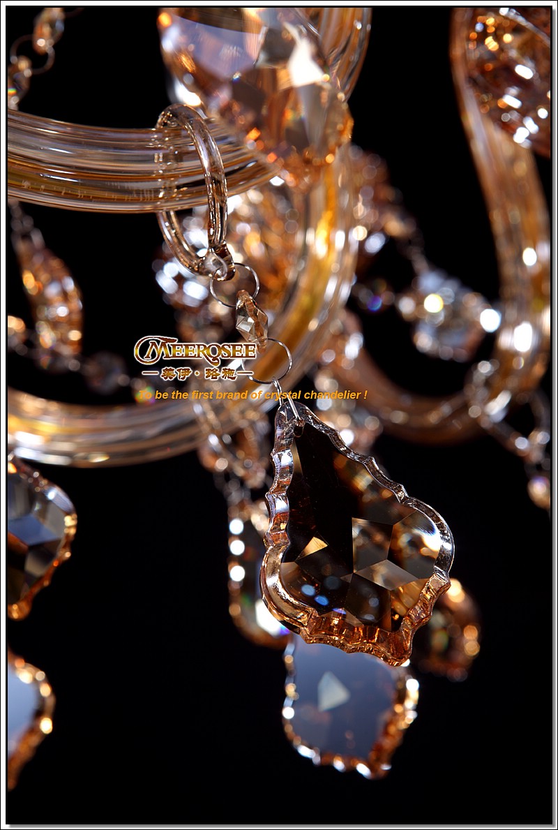 high class k9 crystal chandelier amber glass pendelleuchte light fixtures candle chandelier lustre 8 lamps md6609