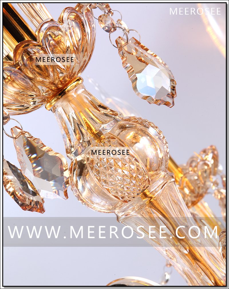 high class k9 crystal chandelier amber glass pendelleuchte light fixtures candle chandelier lustre 8 lamps md6609