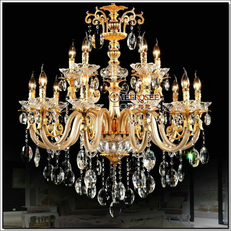 large crystal chandelier el lighting clear cristal lustre 15 glass arms pendelleuchte for living meeting room md88006