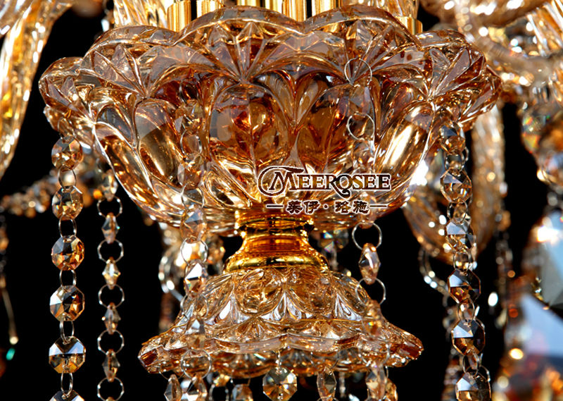modern splendid 8 lights glass crystal chandelier lustres amber color home lighting for pendant md8221a