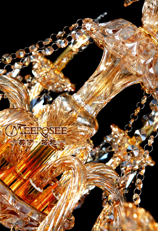 modern splendid 8 lights glass crystal chandelier lustres amber color home lighting for pendant md8221a