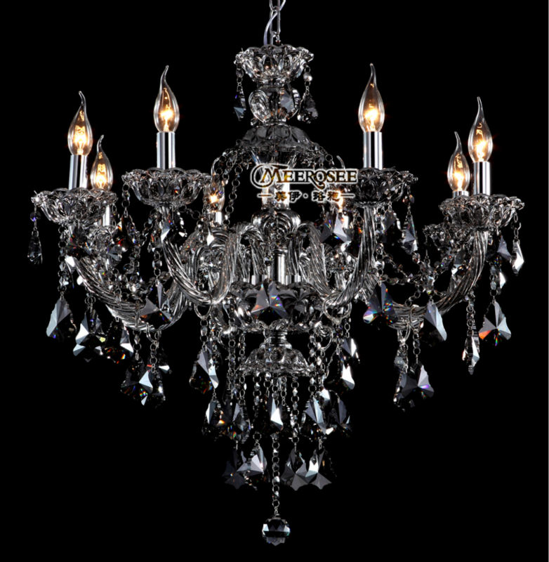 new arrival vintage lustres crystal chandeliers smoky gray pendelleuchte light fixtures with 8 glass arms md8221s