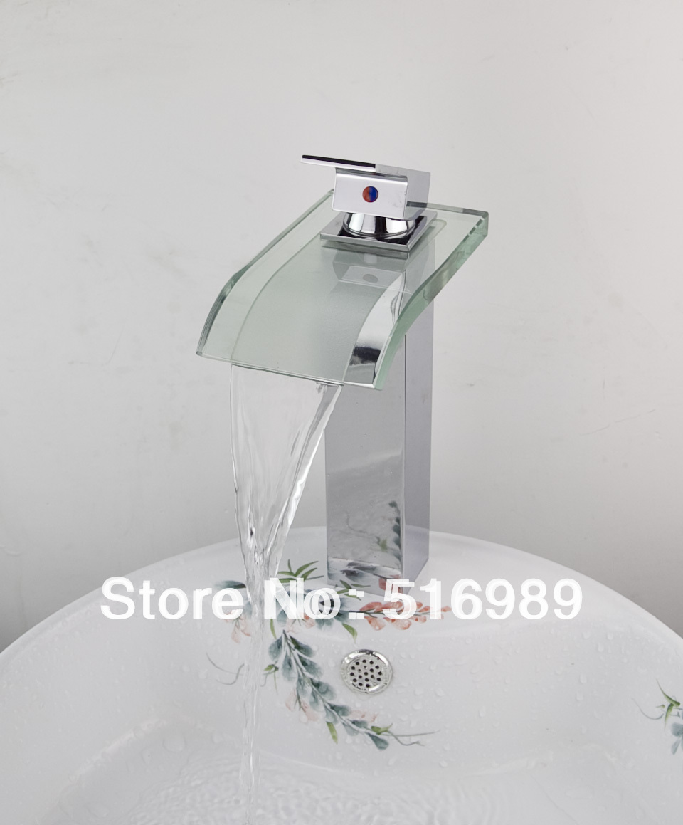 bathroom basin & kitchen sink waterfall chrome tap deck mount single handle wash sink vessel torneira tap mixer faucet fh-555