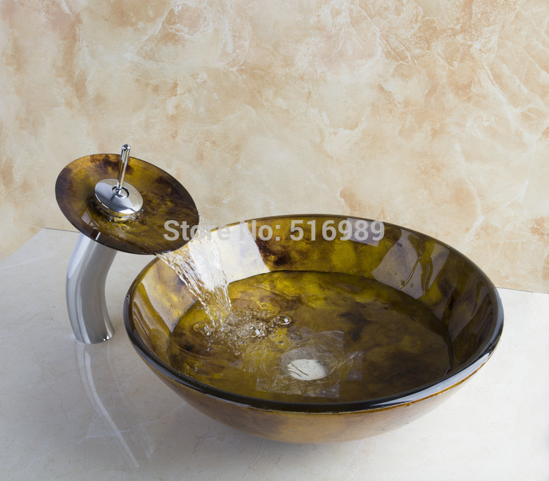 l-4030-1 victory washbasin tempered glass sink set with brass faucet glass basin set