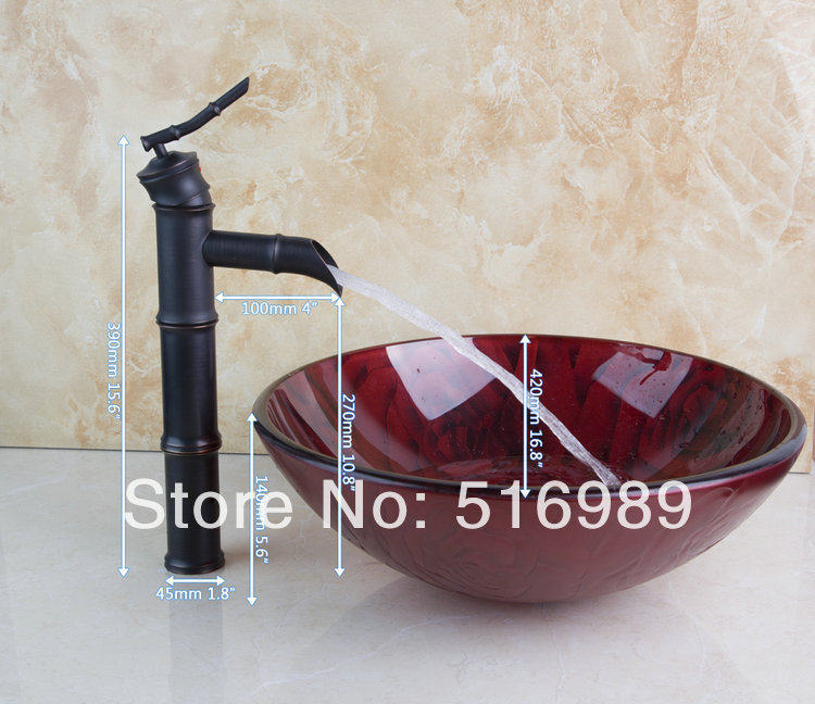 unique design oil rubed bronze construction & real estate bathroom basin faucet with drainer glass lavatory basin set