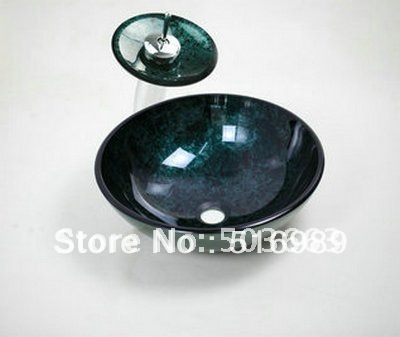 washbasin glass hand-painted newly glass bathroom waterbasin & faucet set hp0032