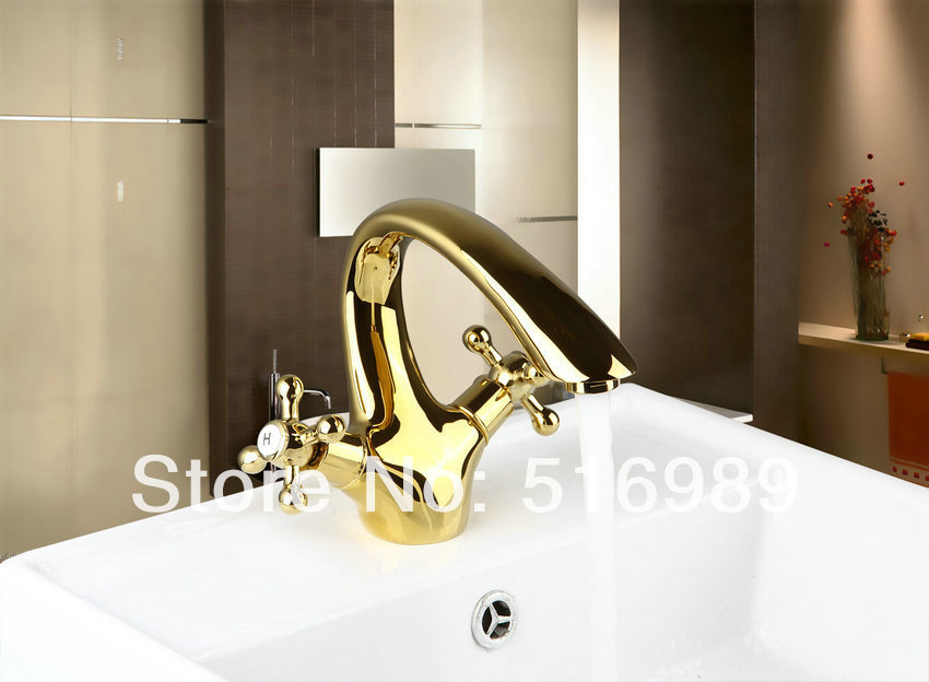 golden double handles bathroom bathtub tap faucet mixer 8638-2/1