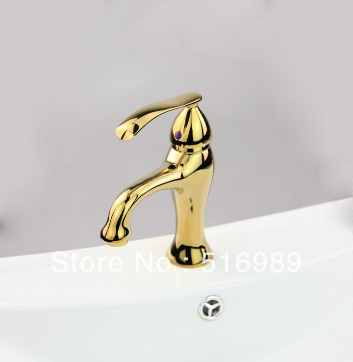 golden short single handle kitchen sink bathroom basin sink mixer tap brass faucet ls 0018