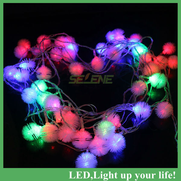 50pcs/lot 50led 9m led string snow pompon led christmas light /wedding/party decoration string lights ac110v/220v
