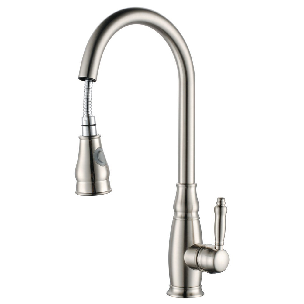 kes l6932/-2/-7 single handle high arc kitchen sink faucet with pull-out sprayer and swivel spout, chrome/brushed nickel/orb