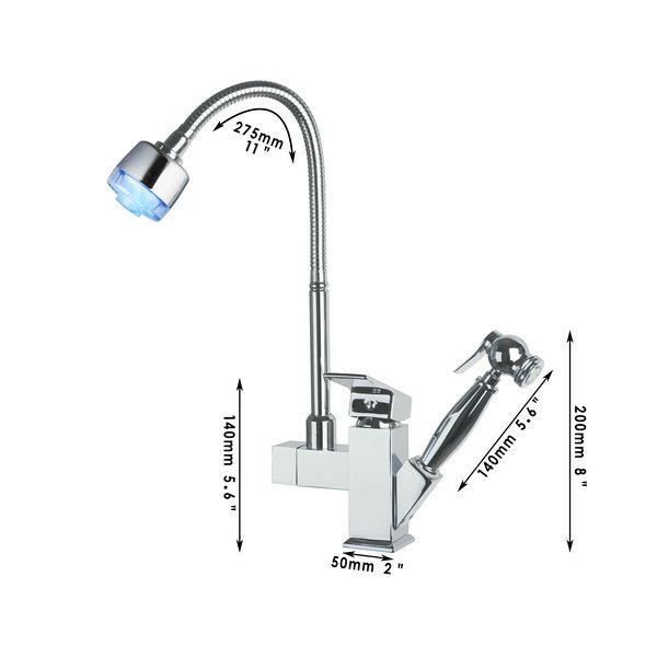 and cold mixer led kitchen sink torneira cozinhaall around rotate swivel led water outlet tap faucet 92347a - Click Image to Close