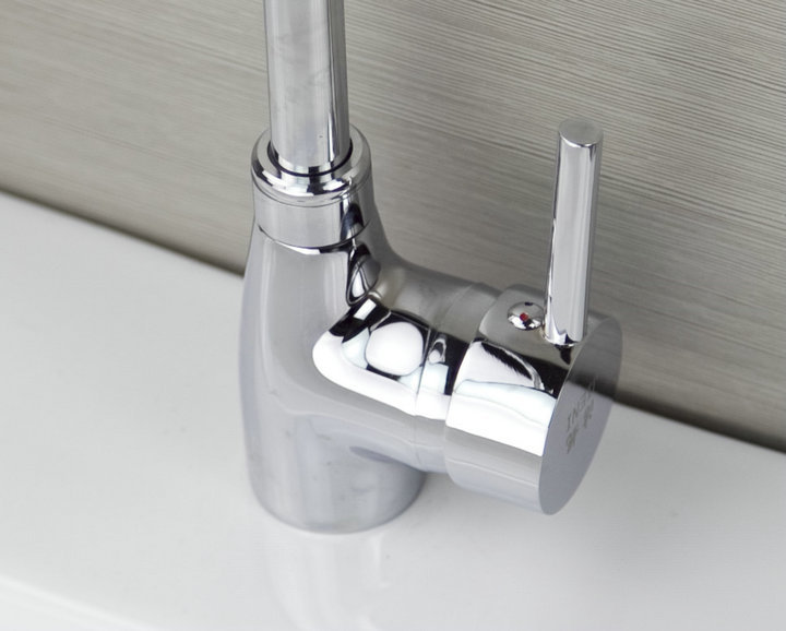 deck mount contemporary brass single handle swivel kitchen faucet - chrome finish kkk03