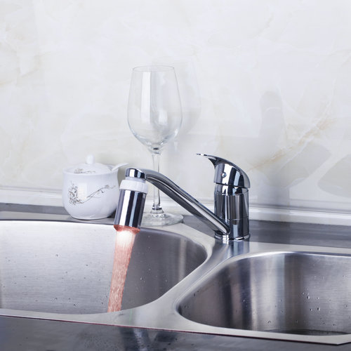 hello short led light swivel 360 chrome 8393c spring single hole kitchen sink wash basin vessel water torneira mixer tap faucet