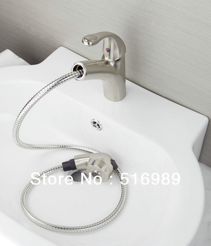 nickel brushed kitchen basin faucet swivel spout vanity sink mixer pull out tap single handle tree91