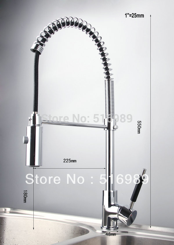 spring kitchen faucet swivel spout single handle pull out spray sink chrome with push button pull down kitchen faucets ds-8538
