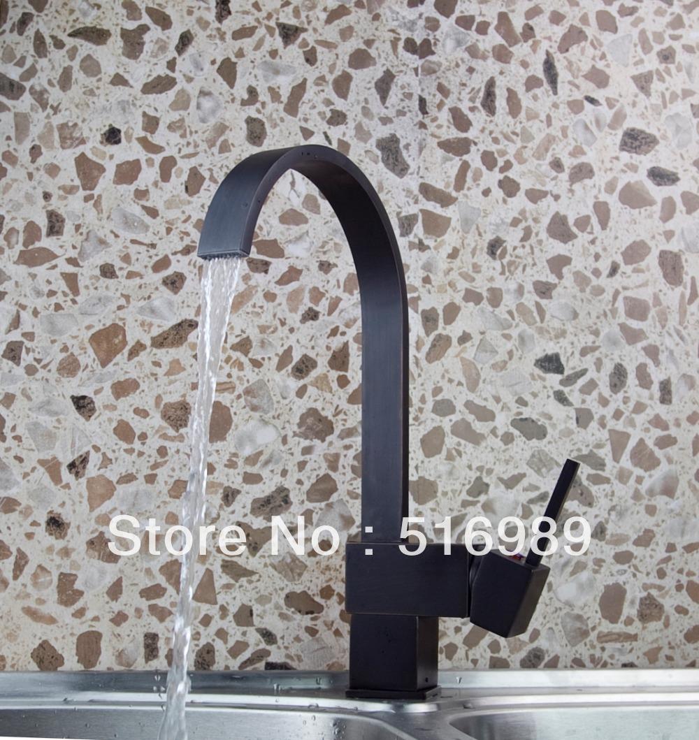 black oil rubbed bronze fashion spray spout brass kitchen faucet sink mixer swivel basin tap deluxe sprayer two-hose tap su131 - Click Image to Close