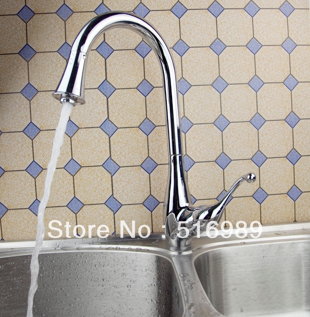 chrome finished kitchen swivel tap faucet mixer 157 - Click Image to Close