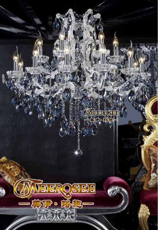 european style crystal candle lamp 24-light colored glass massive chandelier el hallway decorative lighting fixture vintage