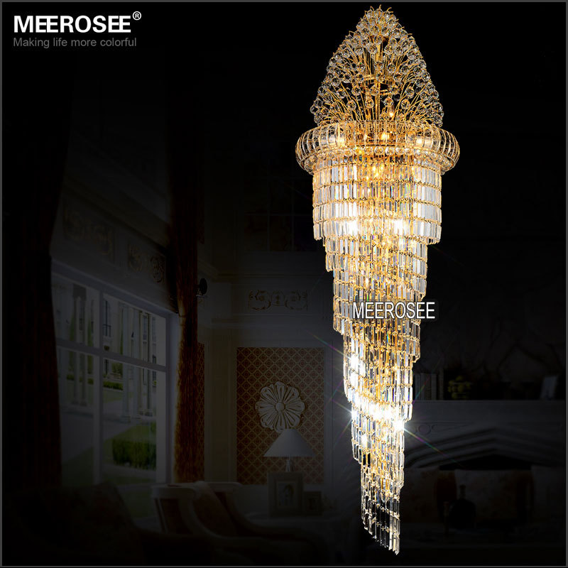 large crystal chandelier light fixture classic golden chrome el crystal lamp for lobby stair hallway guarantee