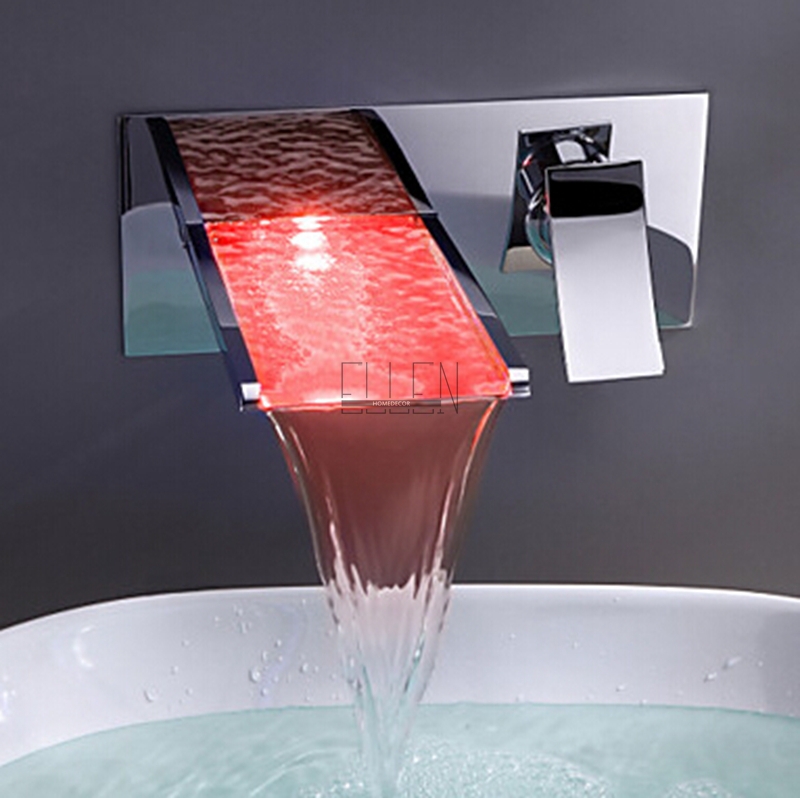 in 24 hours bathroom mixer tap color changing led waterfall wall mount bathroom sink faucet torneira cozinha
