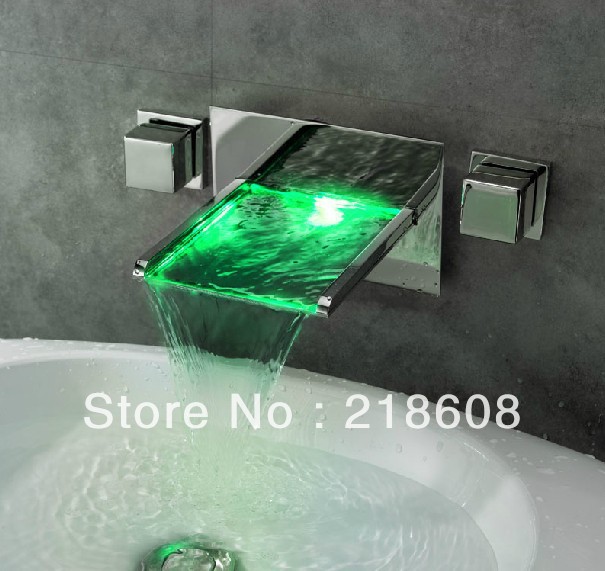 led taps no battery wall mounted square water faucet glow led temperature 3 color