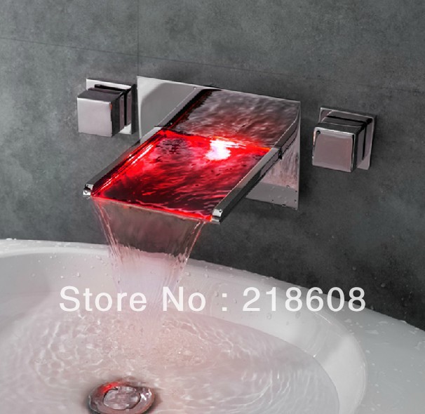 led taps no battery wall mounted square water faucet glow led temperature 3 color