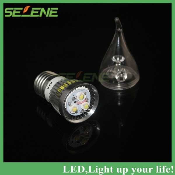 10pcs/lot led candle light 3w high power e27 lamp bulb warm white/ white led bulb 110v 220v