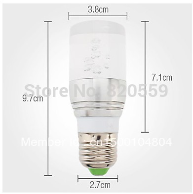 4pcs/lot e27 3w rgb light remote controlled led crystal candle bulb (85-265v)