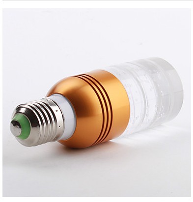 6pcs/lot whole e27 3w rgb light golden shell remote controlled led crystal led candle lamp (85-265v)
