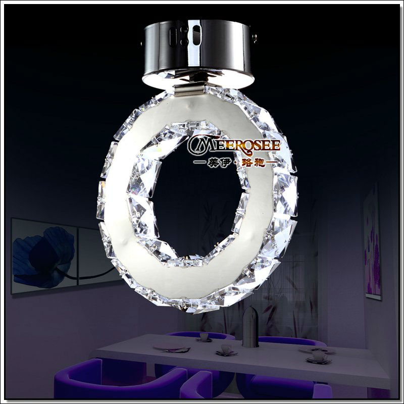 modern led crystal ceiling light fitting silver crystal ring lamp for aisle hallway corridor fast