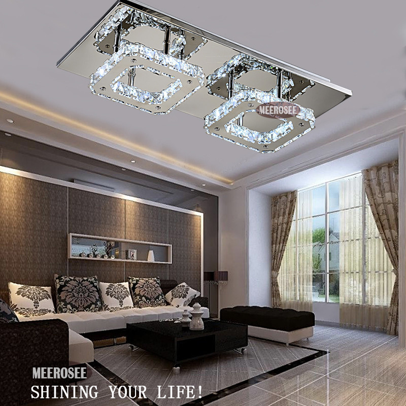 modern led crystal light square surface mounted crystal ceiling light fixture