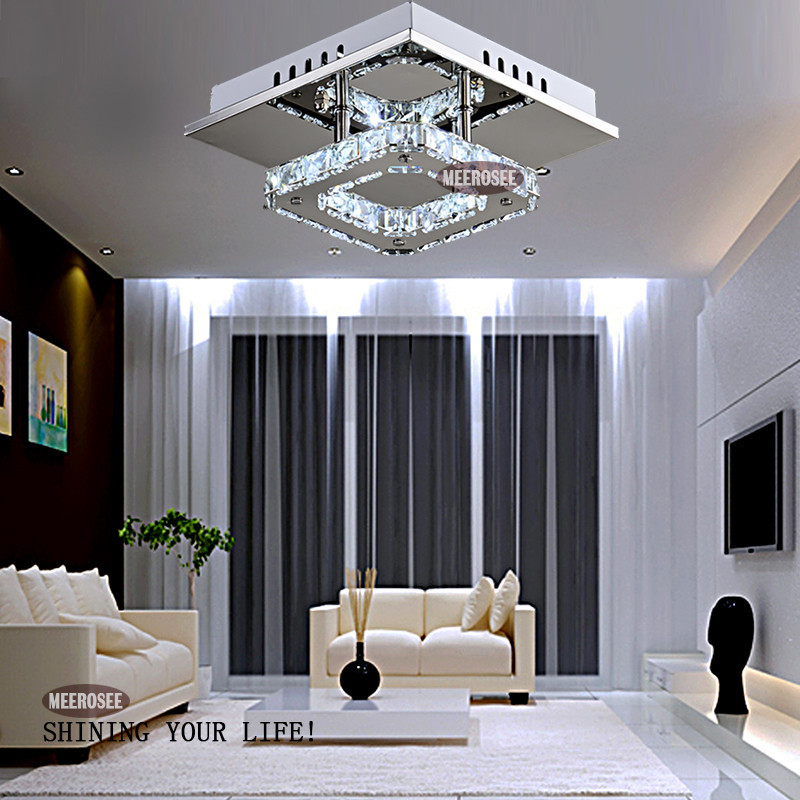 modern led crystal light square surface mounted crystal ceiling light fixture