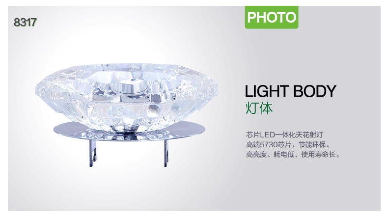 3w led ceiling lamp,surface/embedded mounted lamp, crystal ceiling lamp,90-264vac residential lamp