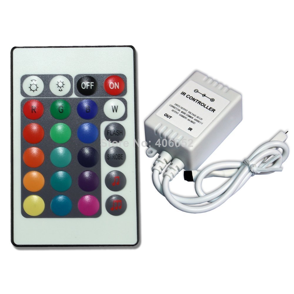 100set/lot dc12v led rgb controller 24 key ir wireless remote rgb controller for rgb strip light
