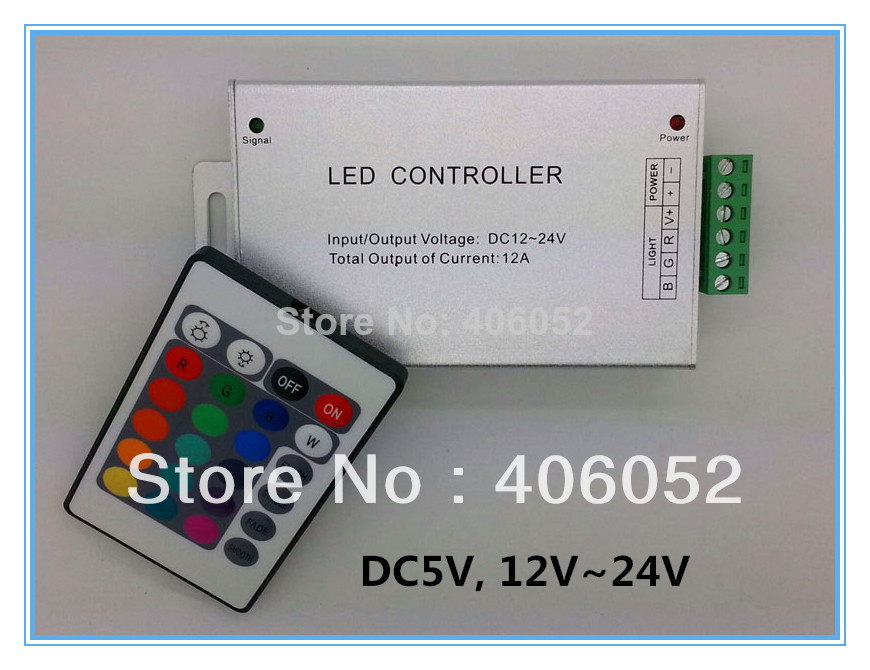 4pcs/lot 24 keys aluminum shell ir 24 key led controller 12v - 24v for 5050/3528 led strip light and rgb led module ,remote ir