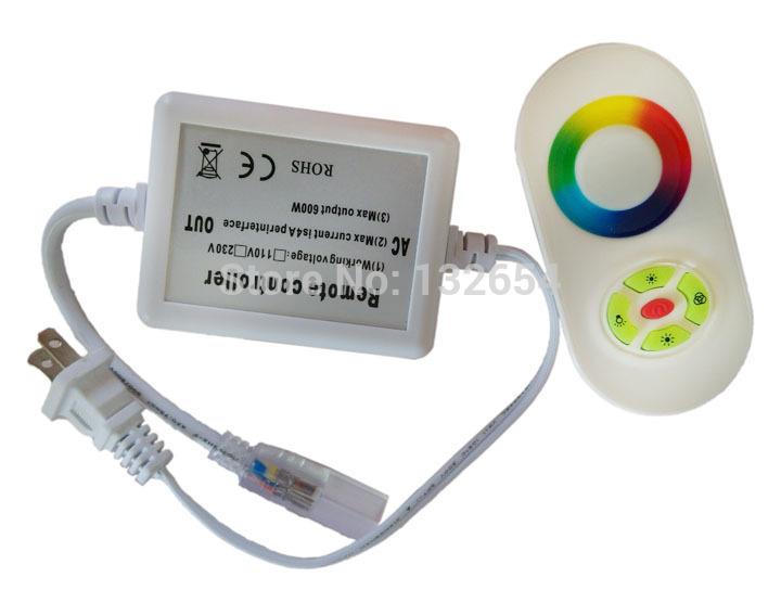 ac110v 220v 3 circuits 600w touch remote wireless high voltage rgb led controller, led strip light rope light controller